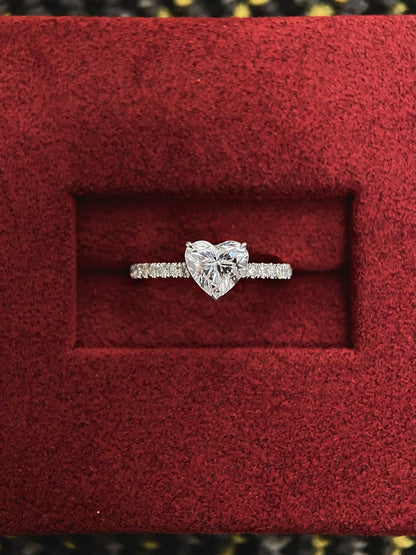 1 CT Heart Cut Moissanite Pave Design Engagement Ring