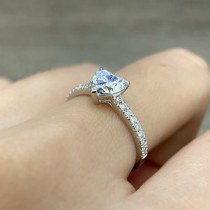 1 CT Heart Cut Moissanite Pave Design Engagement Ring