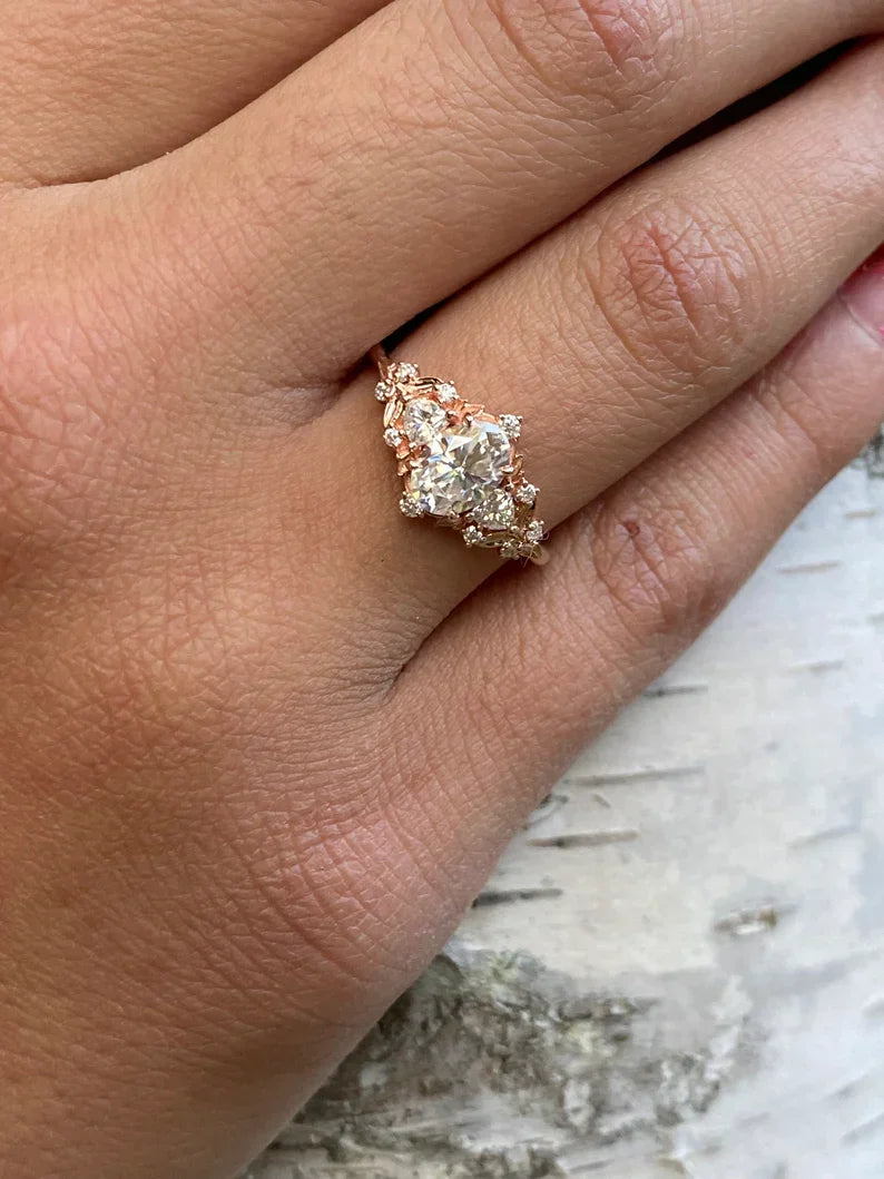 Oval Nature Inspired  Engagement Ring – 1 CT Lab Grown Diamond