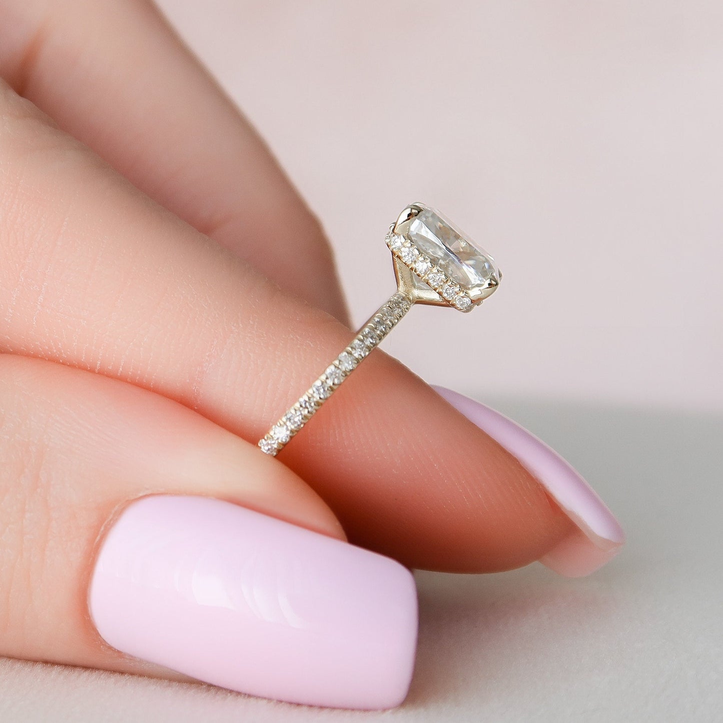 2 CT Cushion Moissanite Pave Engagement Ring (US Size 6.5 Ready To Ship)