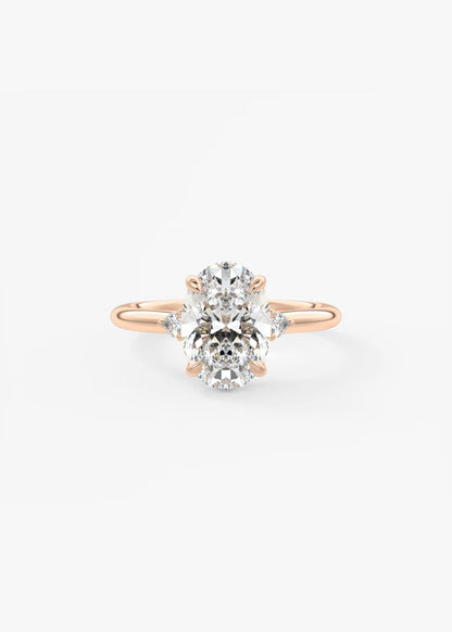 Oval Three Stone Lab Grown Diamond Engagement Ring