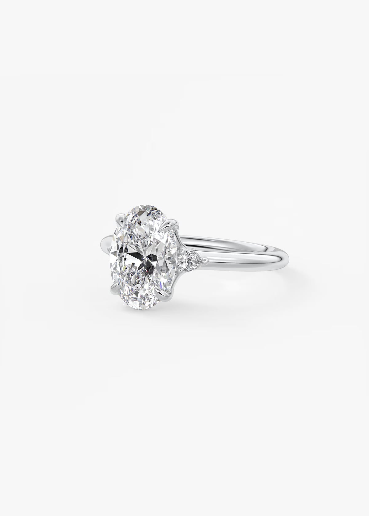 Oval Three Stone Lab Grown Diamond Engagement Ring