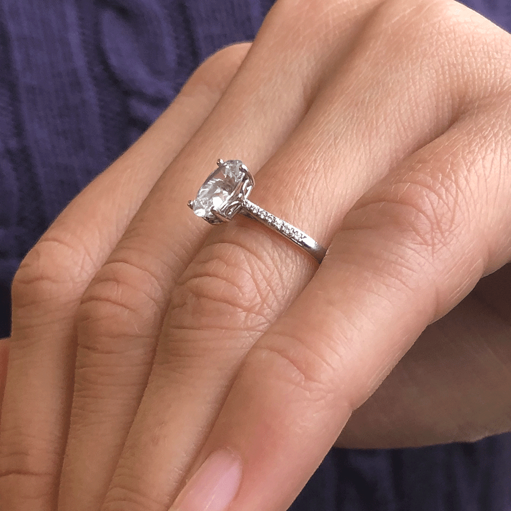 2 CT Round Three Stones Lab Grown Diamond Engagement Ring