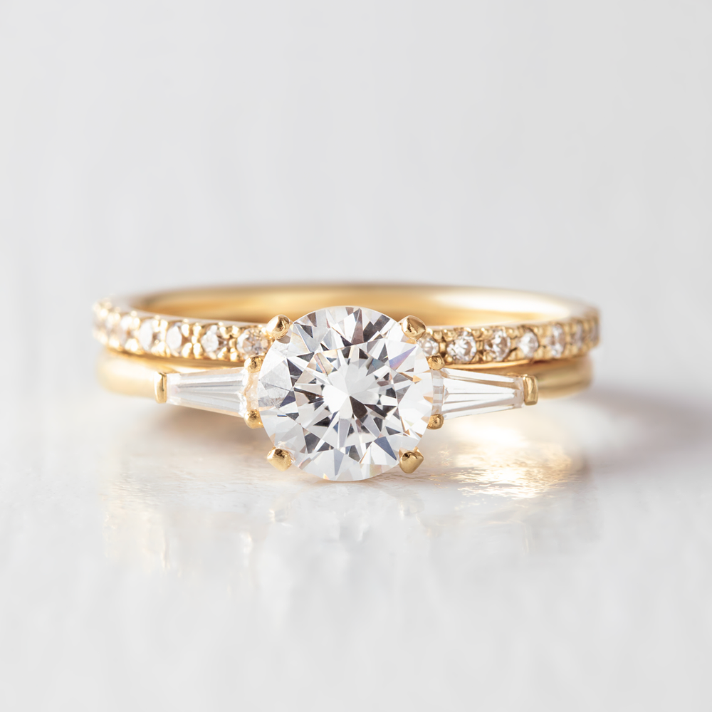 2 CT Round Three Stones Lab Grown Diamond Engagement Ring
