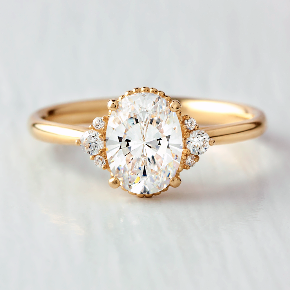 2 CT Round Three Stones Lab Grown Diamond Engagement Ring