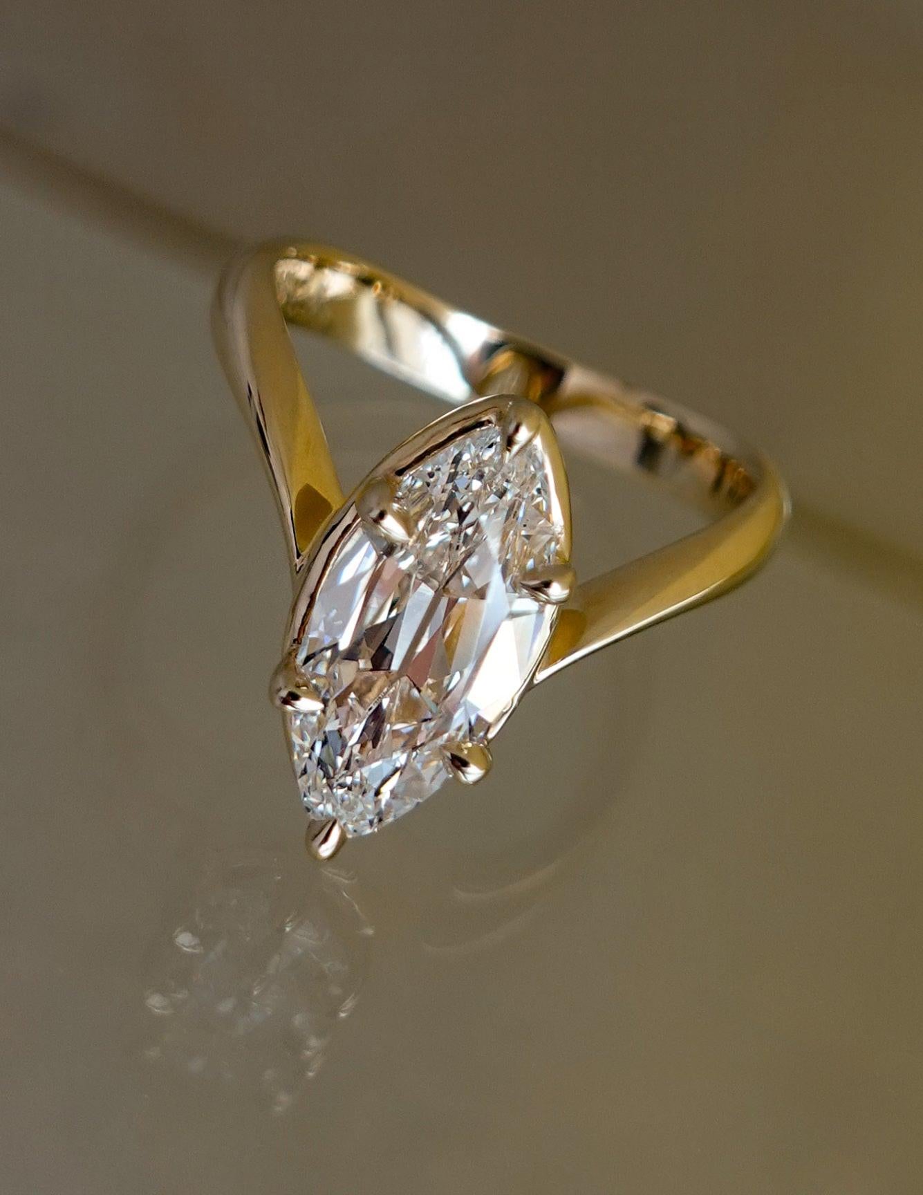 2 CT Antique Moval Lab Grown Engagement Ring