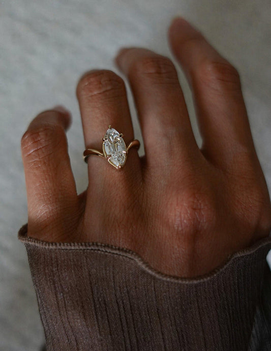 2 CT Antique Moval Lab Grown Engagement Ring