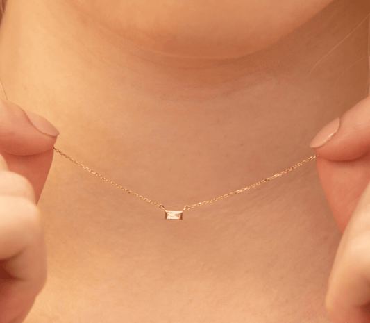 1.0 CT Round Bezel Solitaire Lab Grown Diamond Necklace