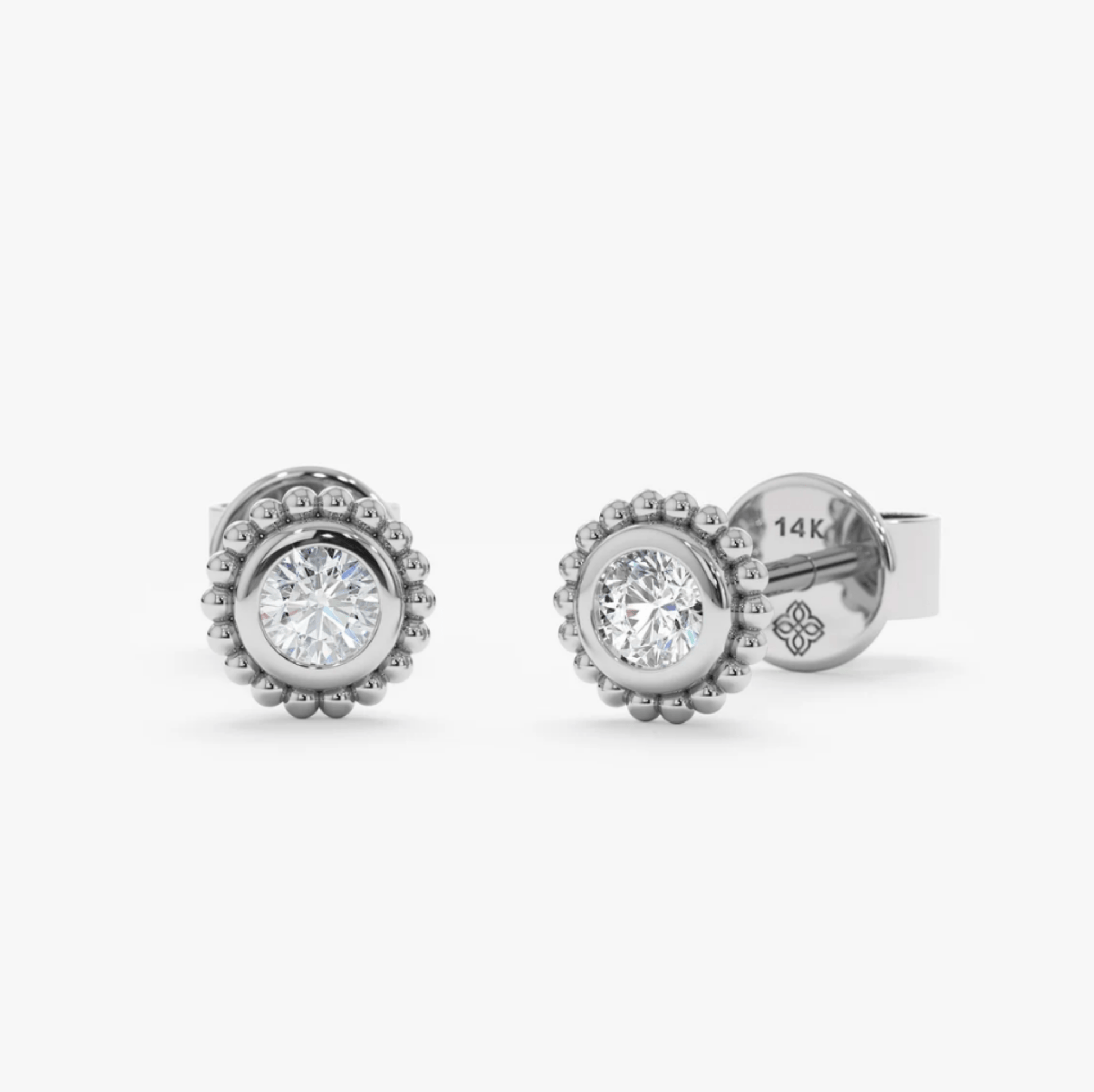 1.0 CT Round Bezel Solitaire Lab Grown Diamond Earrings