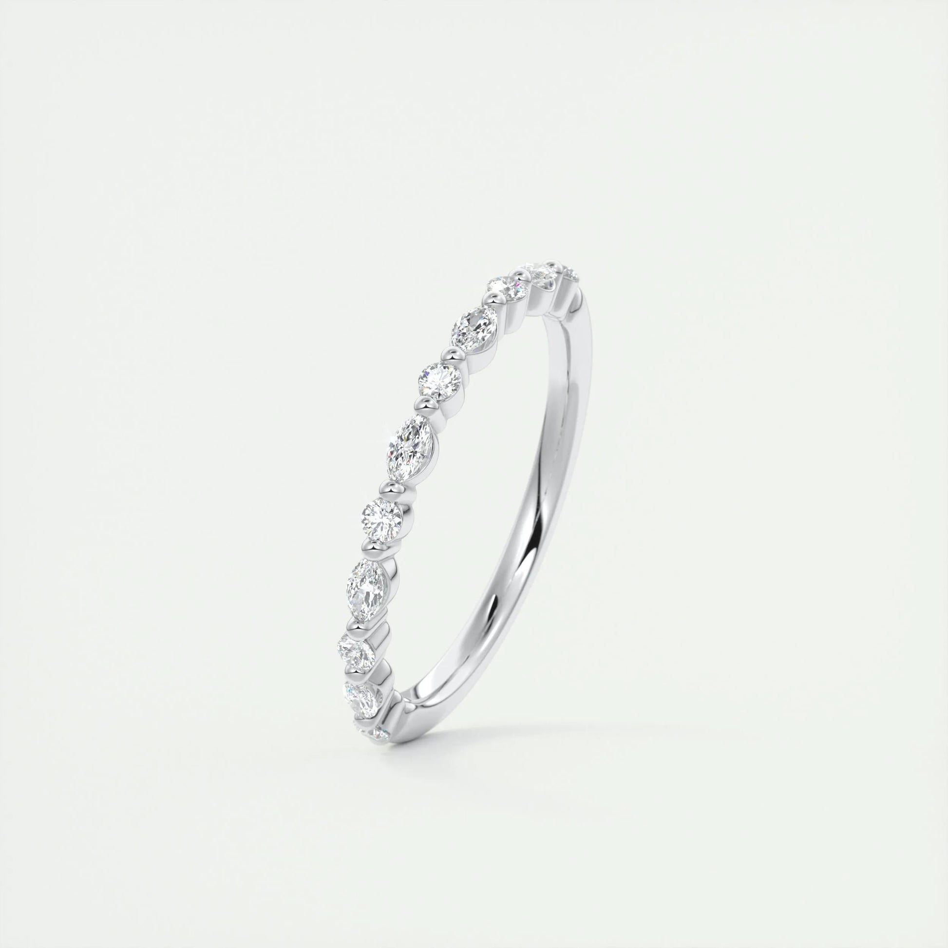 0.32 CT Marquise & Round Multi Stones CVD EF/VVS Diamond Wedding Band 3