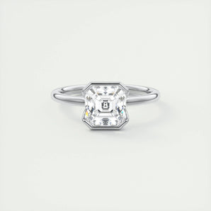 2.03 CT Asscher Half Bezel Solitaire Moissanite Engagement Ring 1