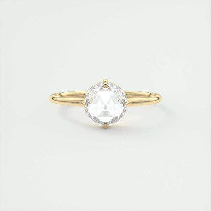 1.19 CT Round Rose Cut  Solitaire Moissanite Engagement Ring 15