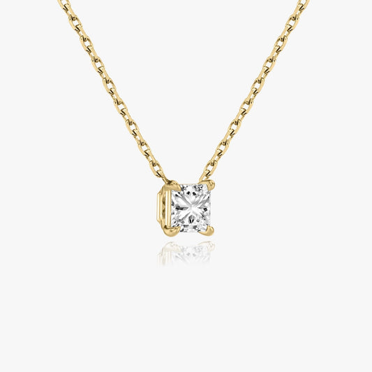 0.25 CT-1.0 CT Princess Solitaire CVD F/VS Diamond Necklace 5