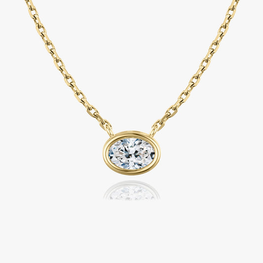 0.25 CT-1.0 CT Oval Bezel Solitaire CVD F/VS Diamond Necklace 4