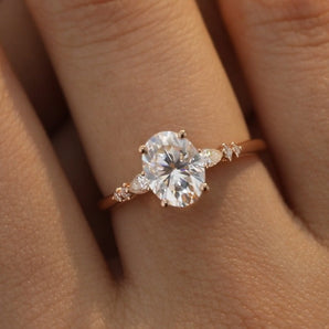 1.50 CT Oval Shaped Moissanite Pave Setting Engagement Ring 2