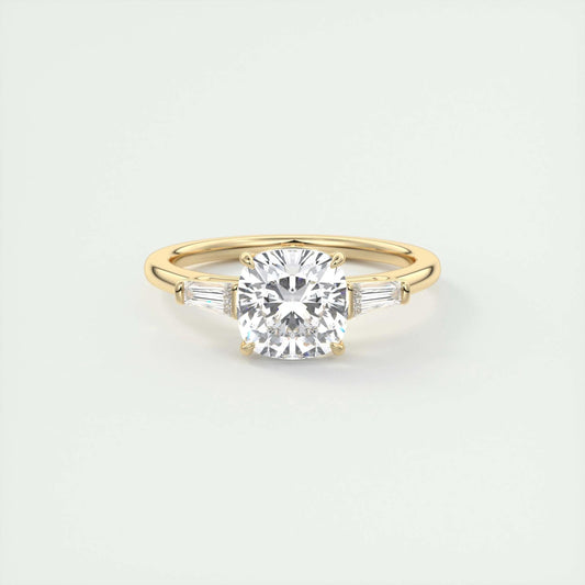 2 CT Cushion Three Stone CVD F/VS1 Diamond Engagement Ring 8