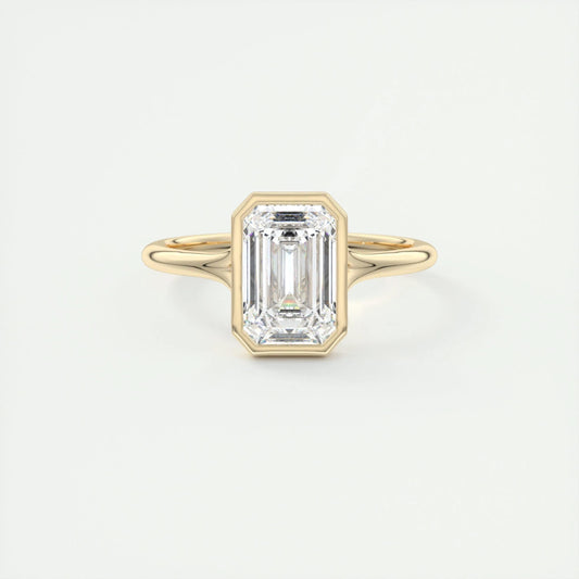 2.03 CT Emerald Cut Bezel Solitaire Moissanite Engagement Ring 8