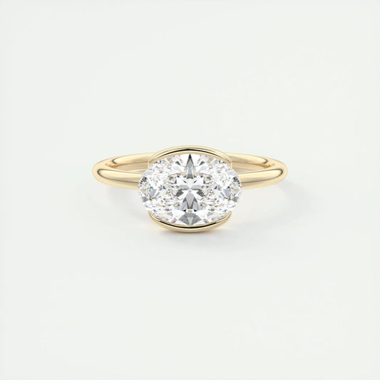 1.91 CT Oval Half Bezel Solitaire Moissanite Engagement Ring 8