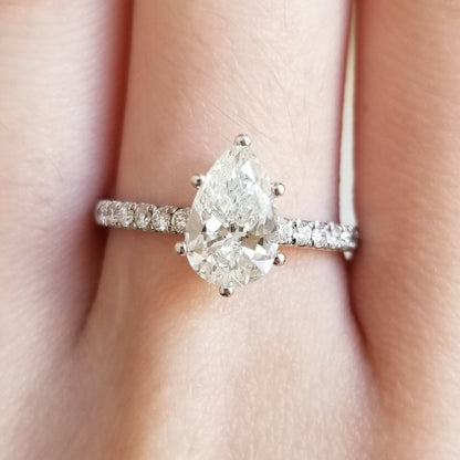 1.01 CT Pear Solitaire CVD E/VS1 Diamond Engagement Ring 3