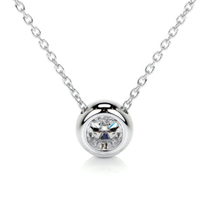 1.0 CT Round Bezel Solitaire CVD F/VS Diamond Necklace 1