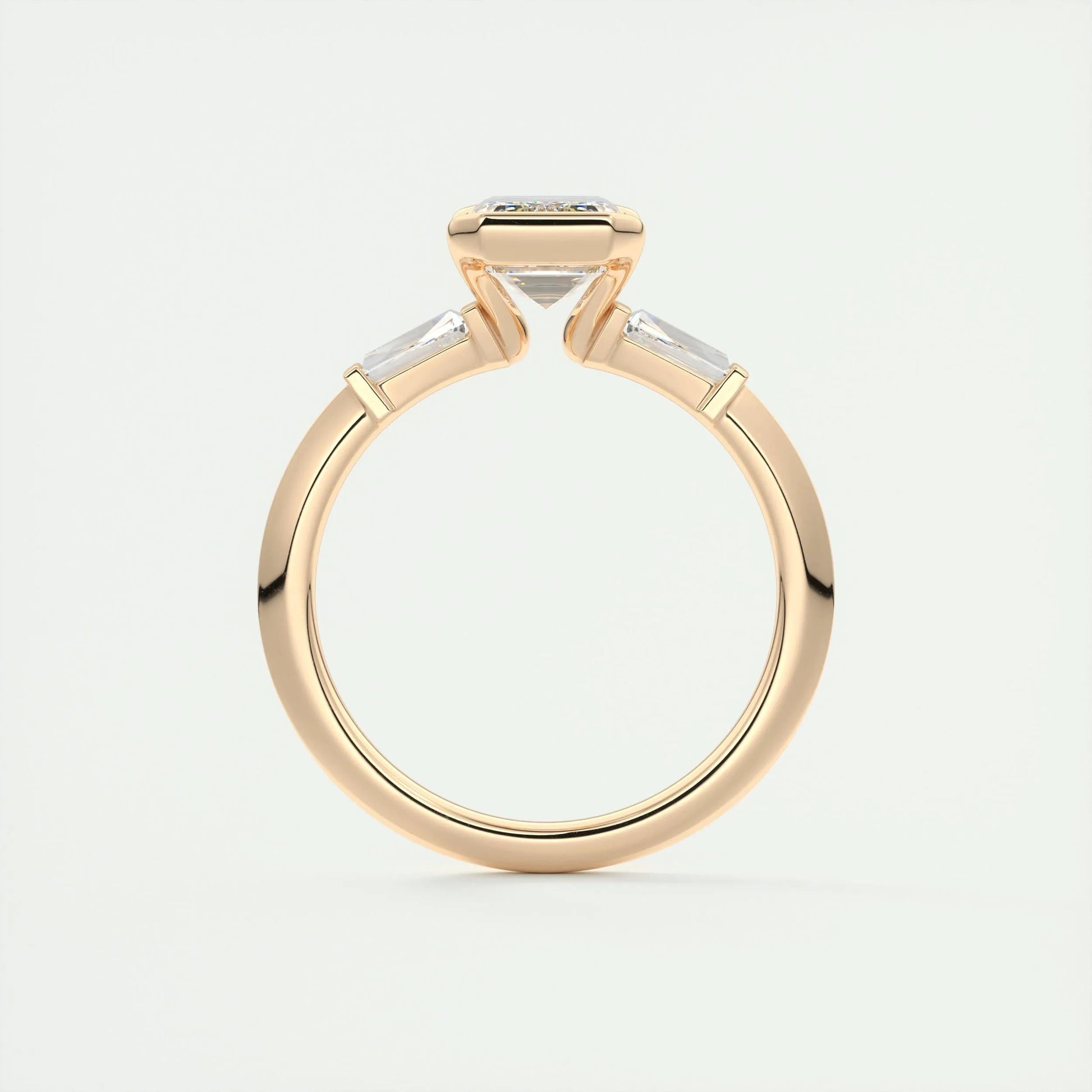 1.91 CT Emerald Half Bezel 3 Stone Moissanite Engagement Ring 21