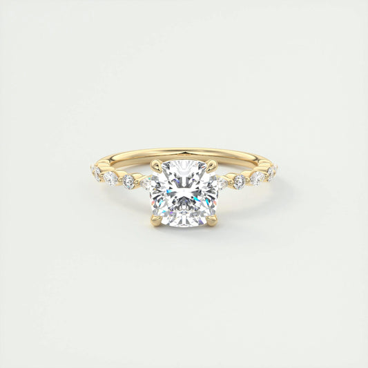 2.15 CT Cushion Cut Solitaire Pave Moissanite Engagement Ring 8