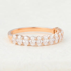 0.78 CT Oval Shaped Moissanite Half Eternity Wedding Band 2