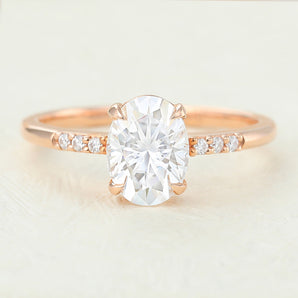 1.33 CT Oval Shaped Moissanite Pave Setting Engagement Ring 1