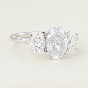 1.91 CT Oval Shaped Moissanite Three Stone Engagement Ring 2