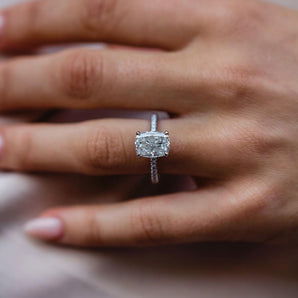 3.15 CT Elongated Cushion Solitaire Moissanite Engagement Ring 1