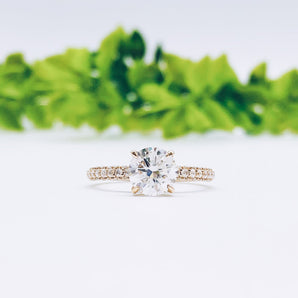 1.85 CT Round Cut Hidden Halo Pave Moissanite Engagement Ring 1