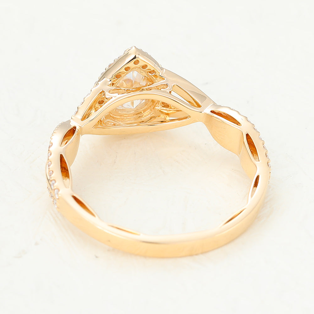 0.43 CT Pear Shaped Moissanite Halo & Twisted Pave Engagement Ring 3