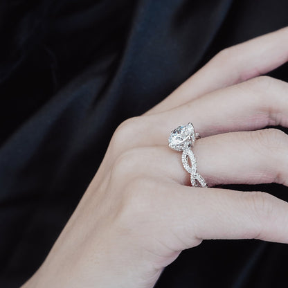 2.0 CT Round Shaped Moissanite Solitaire Twisted Engagement Ring 2