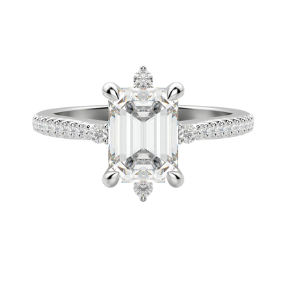 1.60 CT Emerald Solitaire Pave Moissanite Engagement Ring 4