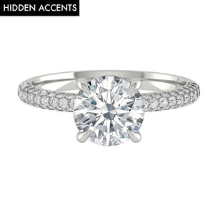 1.85 CT Round Cut Hidden Halo Pave Moissanite Engagement Ring 2