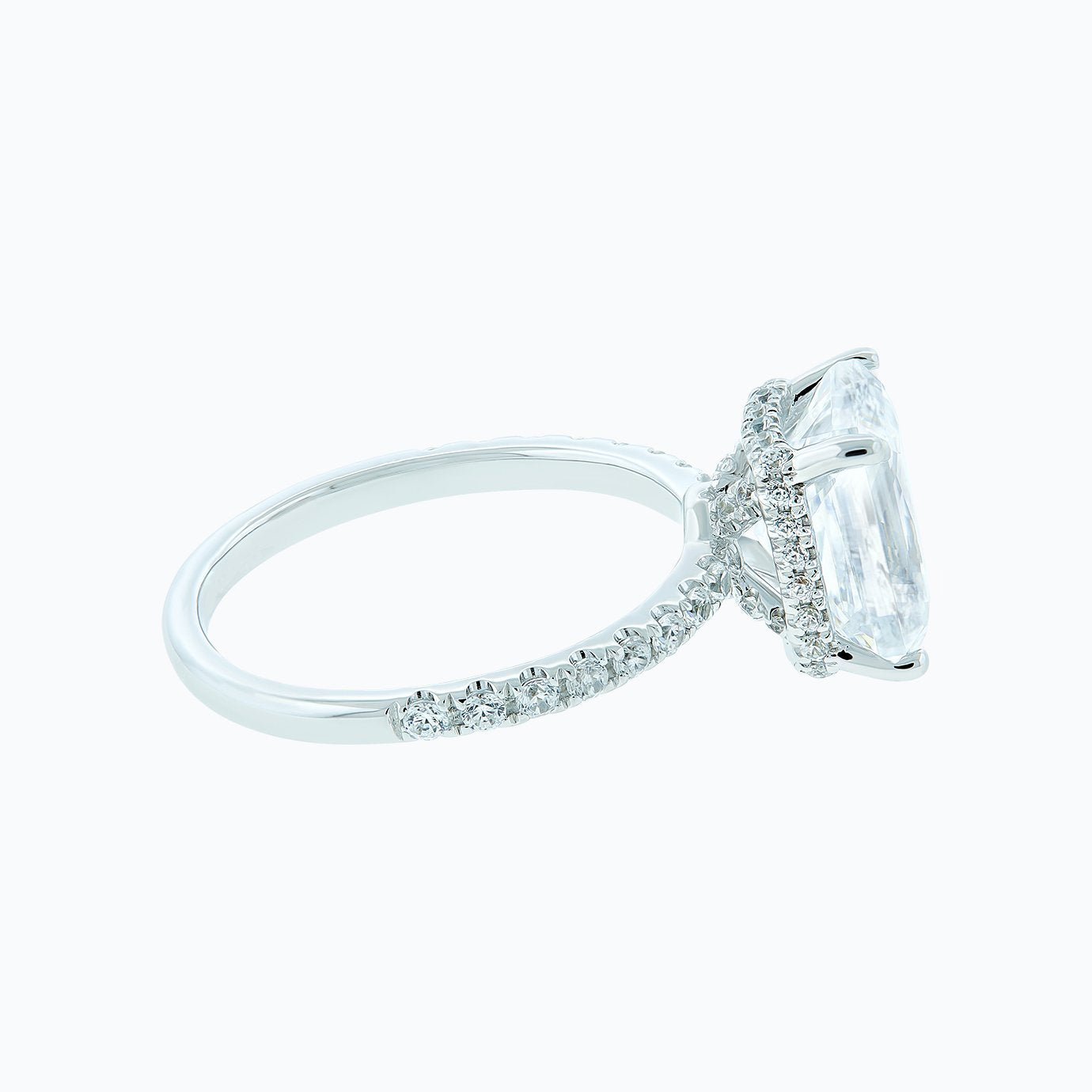 3.0 CT Radiant Shaped Moissanite Solitaire Pave Setting Engagement Ring 3