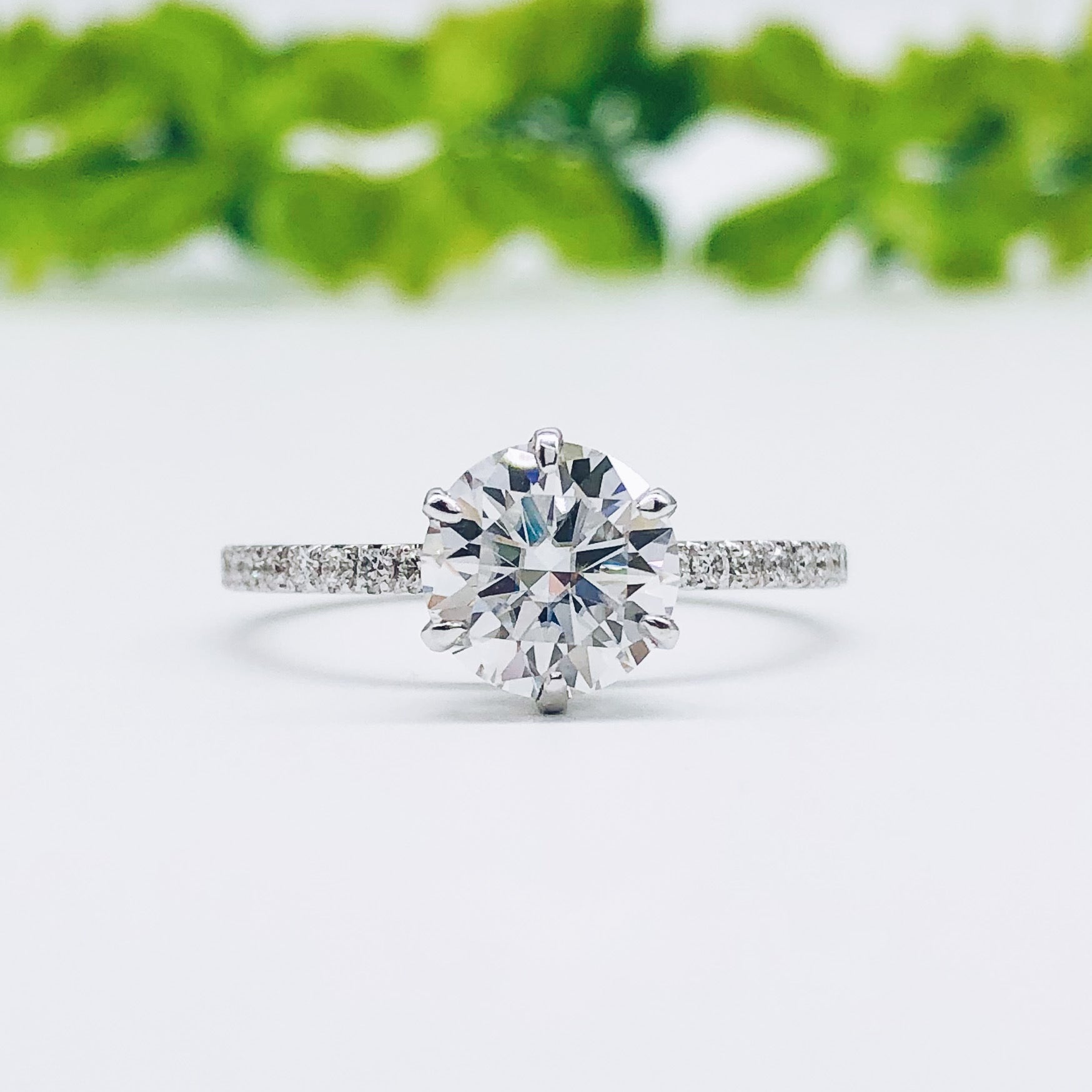 1.85 CT Round Cut Hidden Halo Pave Moissanite Engagement Ring 3