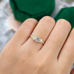 0.45 CT Round Shaped Moissanite Cluster Engagement Ring 2