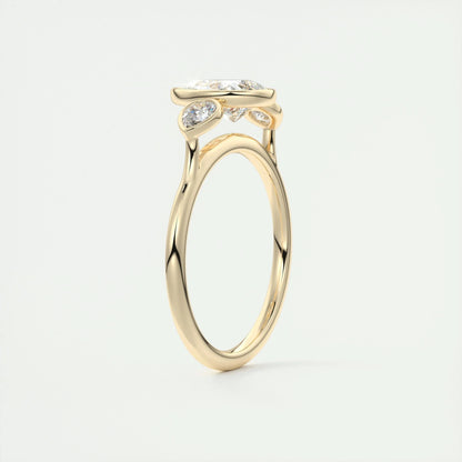 1.33 CT Pear Bezel 3 Stone Moissanite Engagement Ring 12