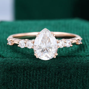 1.0 CT Pear Shaped Moissanite Pave Setting Engagement Ring 1