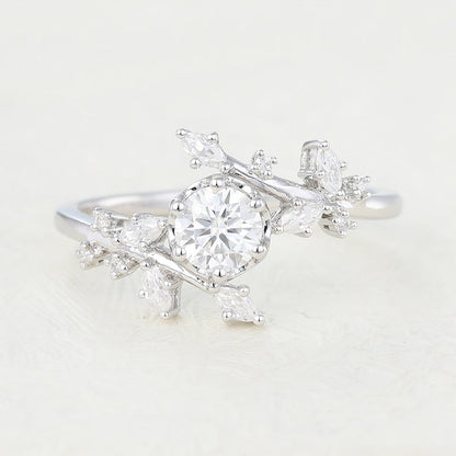 0.41 CT Round Shaped Moissanite Art Deco Engagement Ring 1