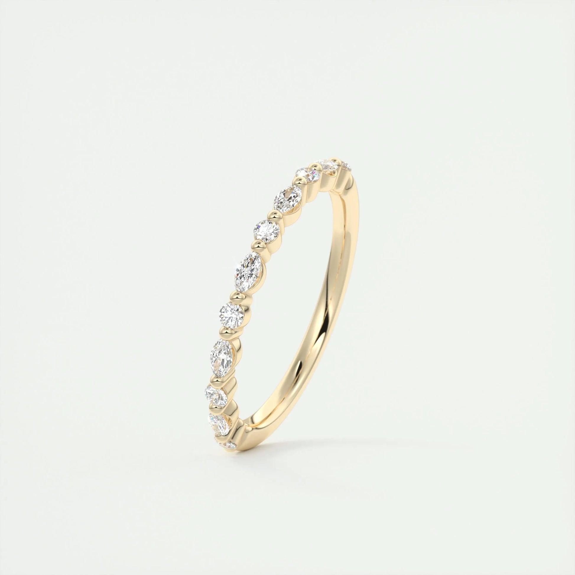 0.32 CT Marquise & Round Multi Stones CVD EF/VVS Diamond Wedding Band 8