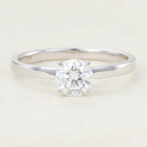 0.88 CT Round Shaped Moissanite Solitaire Engagement Ring 1