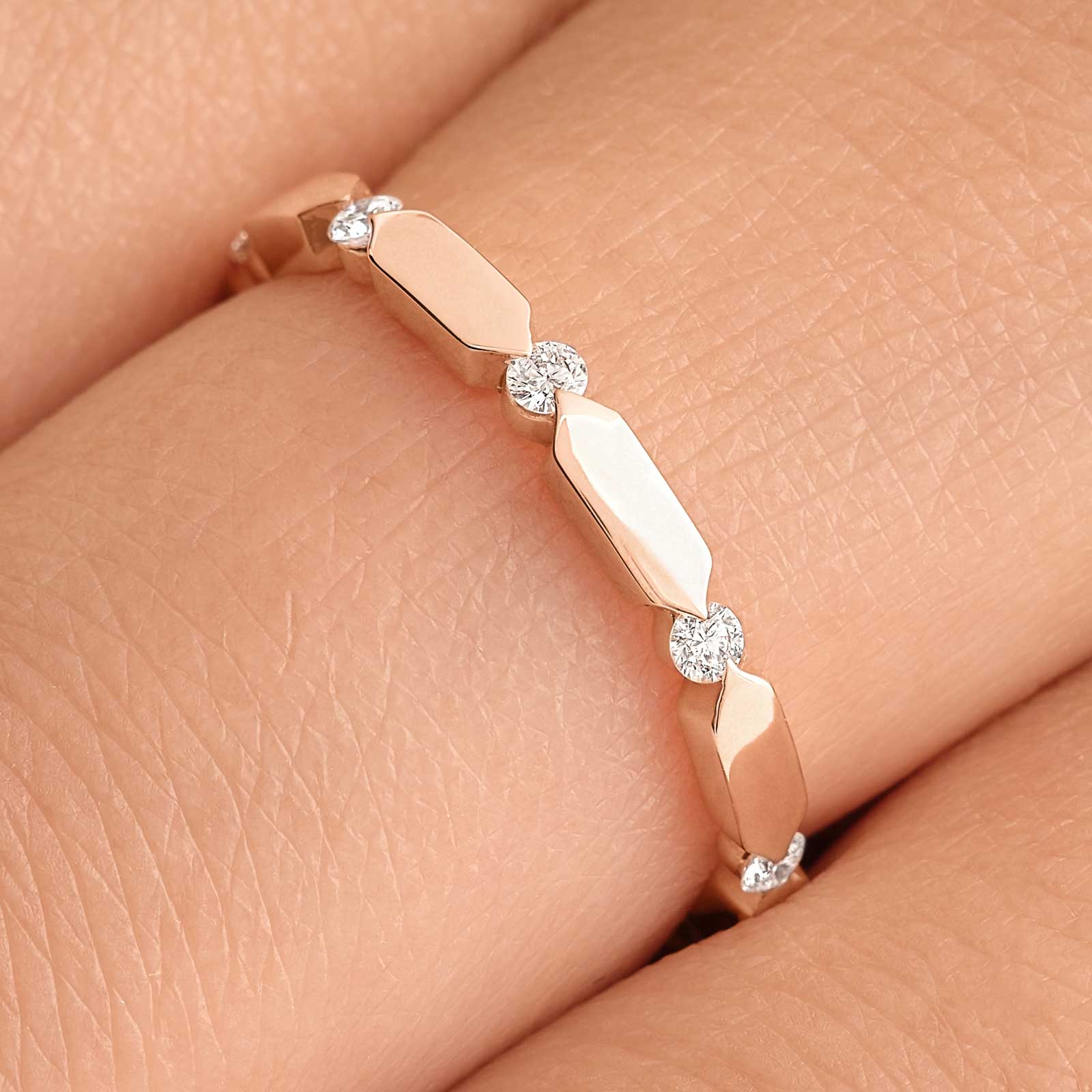 0.15 CT Round Shaped Moissanite Dainty Wedding Band 5