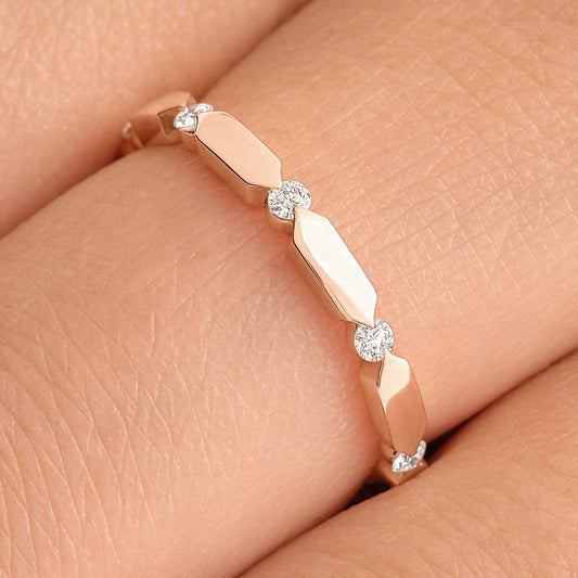 0.15 CT Round Shaped Moissanite Dainty Wedding Band 5