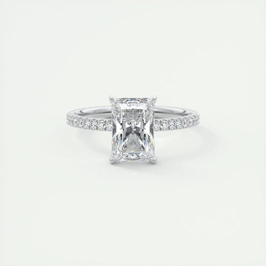 2.10 CT Radiant Solitaire Pave Moissanite Engagement Ring 1