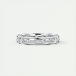 1.87 Emerald Cut Channel Moissanite Bridal Wedding Band 1