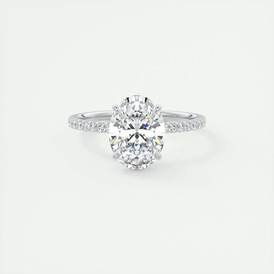 1.91 CT Oval Cut Solitaire Pave Moissanite Engagement Ring 1