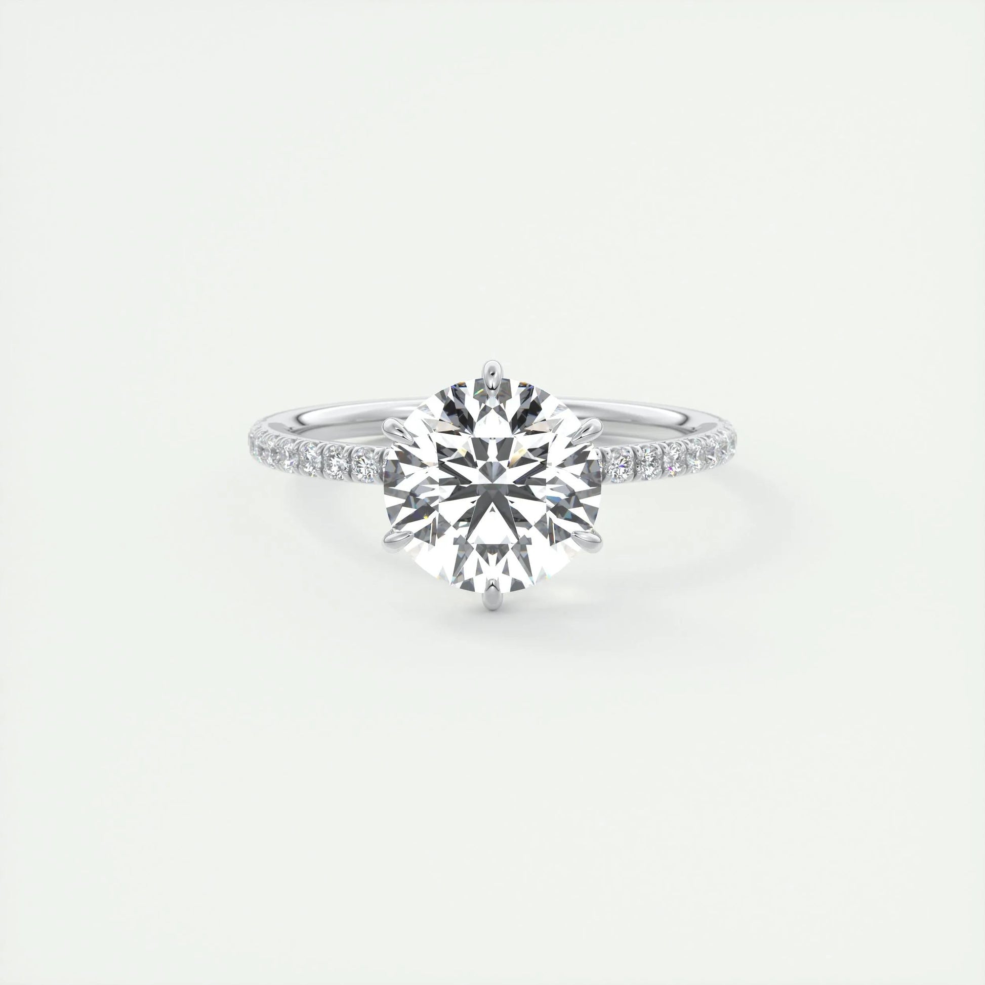 2.0 CT Round Cut Solitaire Pave Moissanite Engagement Ring 1