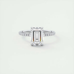 1.91 CT Emerald Cut Solitaire Pave Moissanite Engagement Ring 1